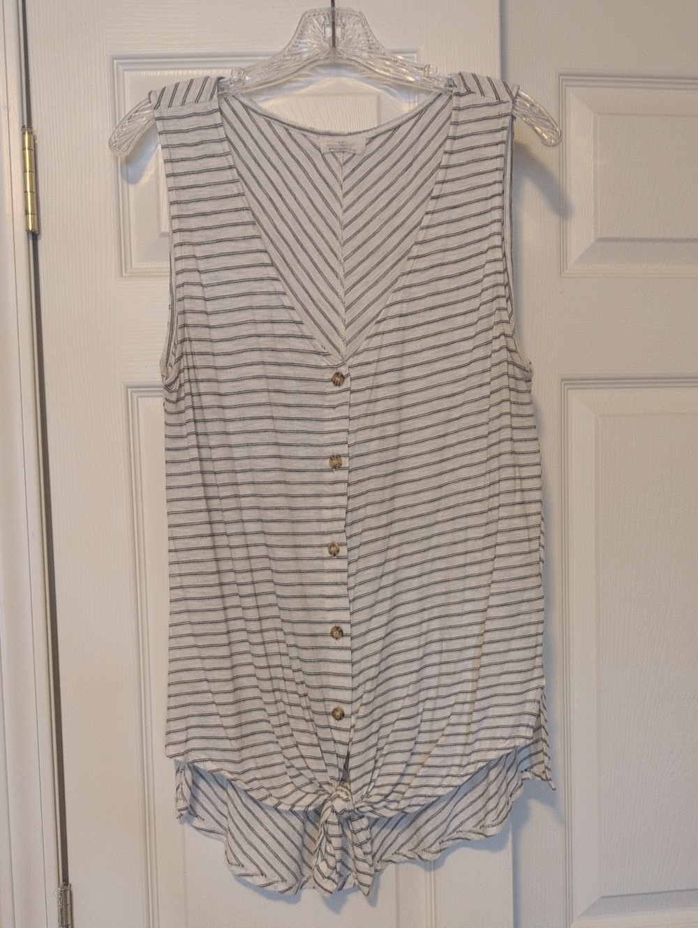 anthropologie T.La Striped Tie-Front Tank - White & Black